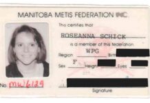 Métis or not Métis: The question has been answered Jpg copy of RoseAnna Schick's Manitoba Metis Federation membership card - issued September 7, 1993.