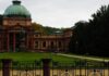 Spa towns in Germany have history of health and wellness The stone-clad exterior of a spa facility in the German town of Bad Homburg, nestled inside a forested park in the centre of the city, behind iron fencing and rows of flowers and foliage.